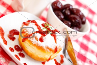 Sweet donut with jam