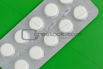 Macro view of white pills