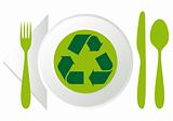 plate with recycling symbol