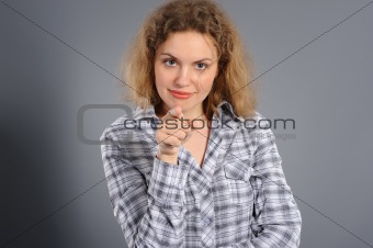 active woman pointing at you