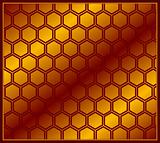 Orange background about honeycombs. Vector