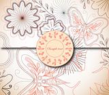 Floral Background with Label. Vector