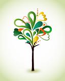 Painting green tree. Vector
