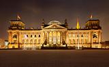 Germany Berlin Parliament at night front view