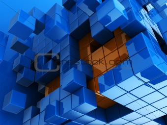 blue and orange cubes background