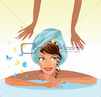 Woman receiving back massage/ Spa relax