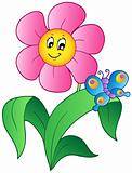 Cartoon flower with butterfly