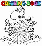 Coloring book with octopus