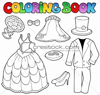 Coloring book with wedding clothes