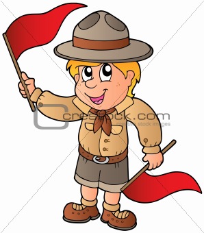 Scout boy giving flag signal