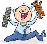 boy with remote control and teddy bear