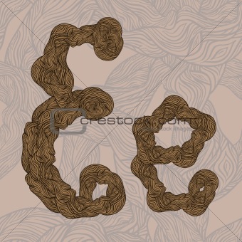 vector "E" letter of oak  tree wooden texture on seamless wooden