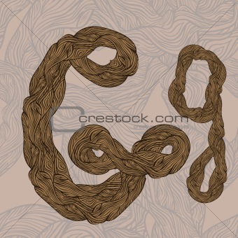 vector "G" letter of oak  tree wooden texture on seamless wooden