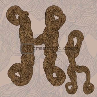 vector "H" letter of oak  tree wooden texture on seamless wooden