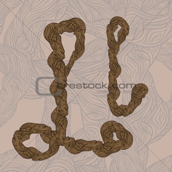 vector "l" letter of oak  tree wooden texture on seamless wooden