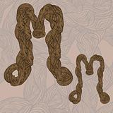 vector "M" letter of oak  tree wooden texture on seamless wooden