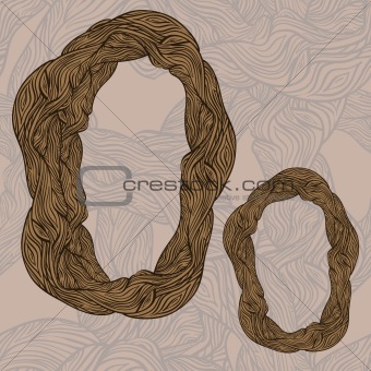 vector "o" letter of oak  tree wooden texture on seamless wooden