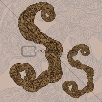 vector "s" letter of oak  tree wooden texture on seamless wooden