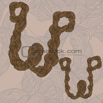vector "w" letter of oak  tree wooden texture on seamless wooden