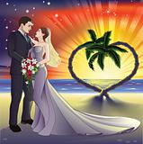 Tropical beach wedding illustration