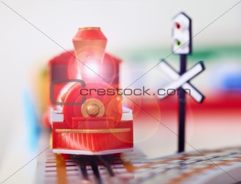Toy steam engine closeup