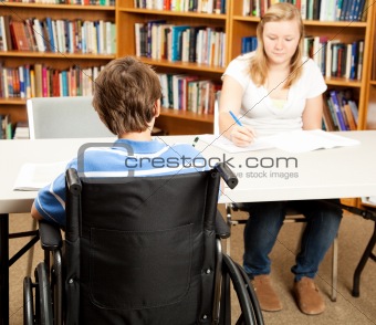 Disabled Student in Library