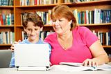Mother Helps Son Study