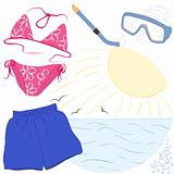 summer vacations accessories related to the beach activities and