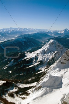 Winter mountains on a bright sunny day 