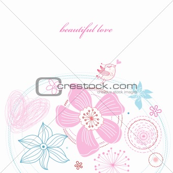 floral card with love bird