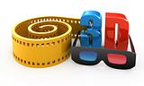 3d movie concept isolated on white