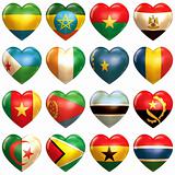 African Hearts set isolated on white