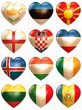 European Hearts set isoalted on white