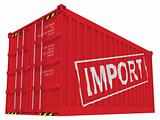Import cargo container isolated on white