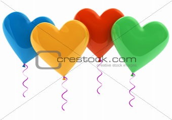 Love heart balloons isolated on white