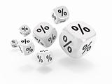 Shopping concept. Dices with percent sign