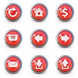 High detailed Set of web interface 3d buttons isolated on white