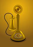 Golden retro telephone Vector Illustration