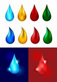 Different colored drops - Vector Illustration