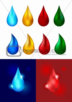 Different colored drops - Vector Illustration