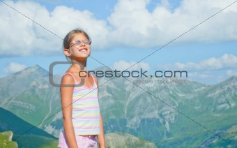 Girl Looking At The Mountains
