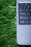 laptop in grass