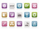car parts, services and characteristics icons