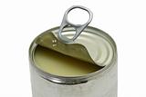 Close up of an opened can of condensed milk