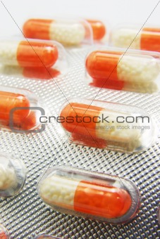 Aspirin capsules in blister pack