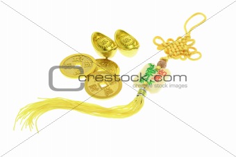 Chinese New Year ornament, gold coins and ingots