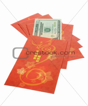 Chinese New Year red packets and US dollars