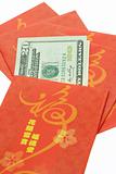 Chinese New year red packets and US dollars