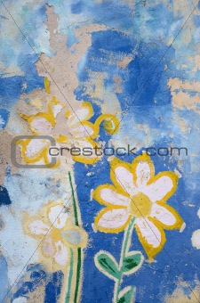 vintage graffiti painted flowers grunge background