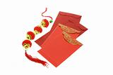 Chinese New Year red packets and lanterns